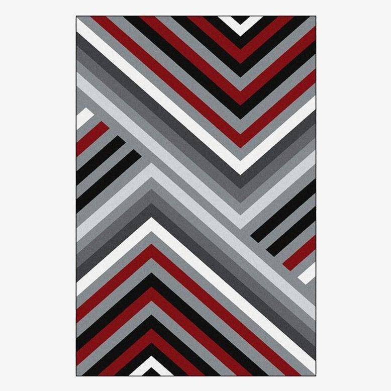 Tapis rectangle géométriques rouge et gris Asymmetric