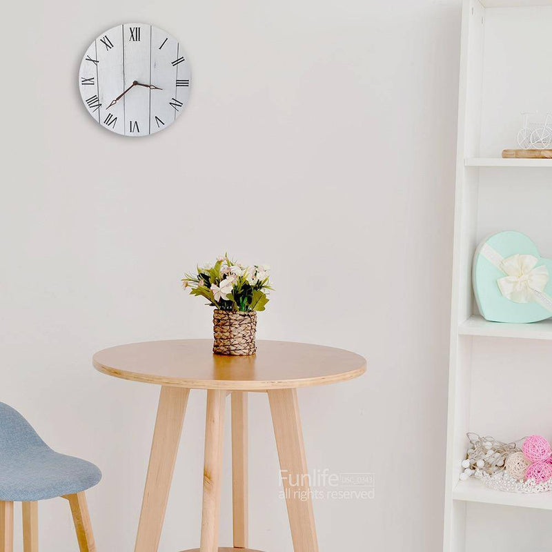 Horloge murale scandinave en bois blanc 28cm Hours