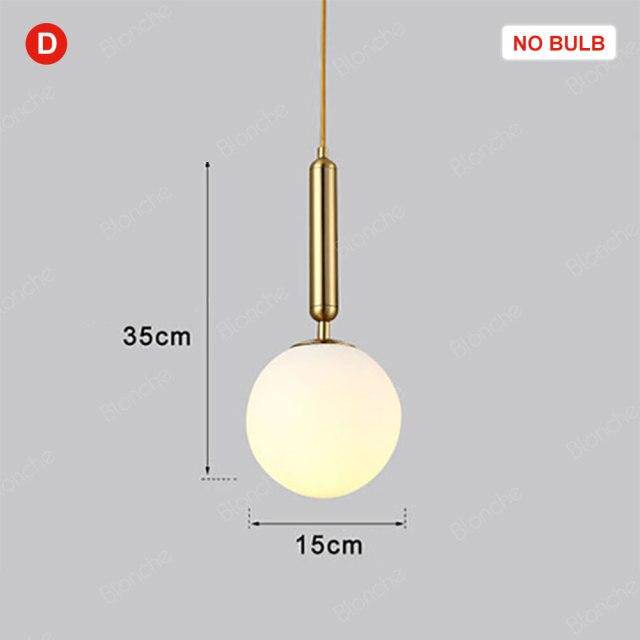 Suspension design LED avec tube en acier et sphère en verre Luxury