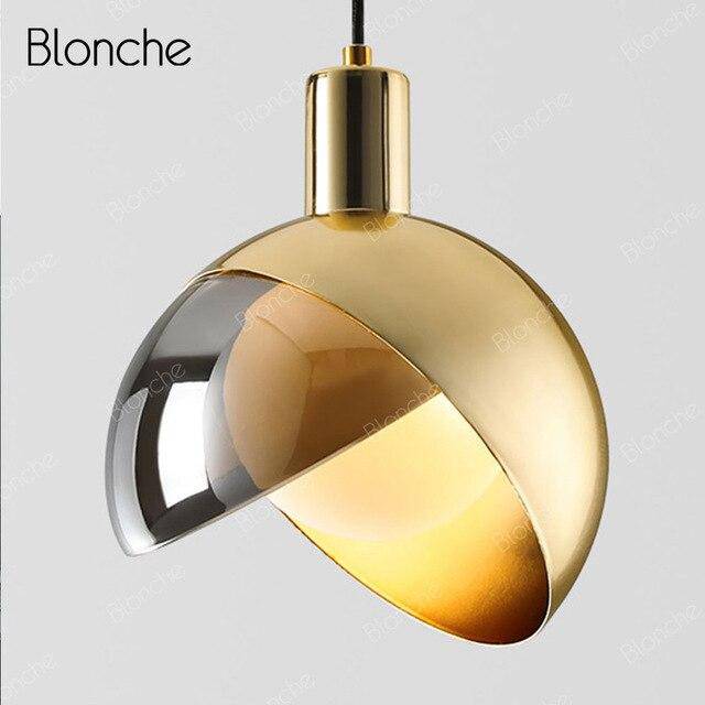 Suspension design LED avec abat-jour arrondi doré Loft