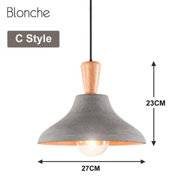 Suspension design LED en ciment et bois style Loft Decor