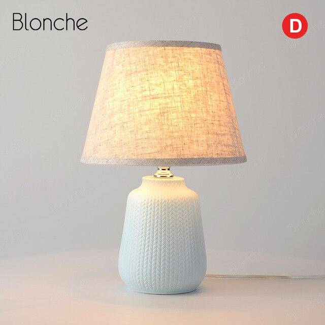 Lampe à poser moderne LED avec socle céramique coloré et abat-jour tissu