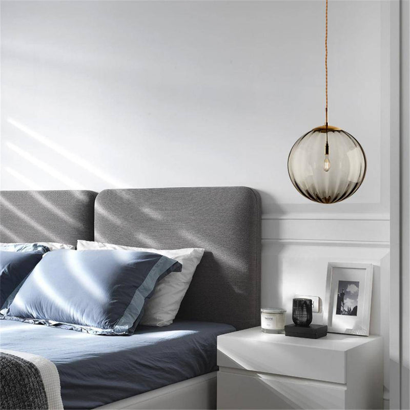 Suspension moderne LED en boule de verre colorée