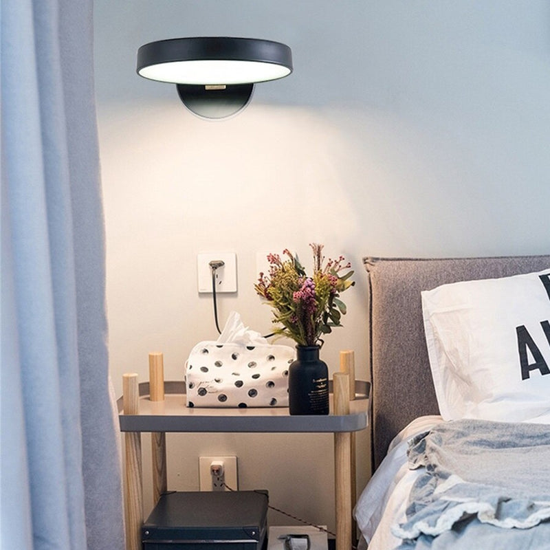 Applique murale scandinave LED circulaire et détails en bois Cesia