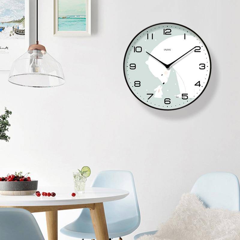 Horloge murale ronde avec fond beige Chansrun