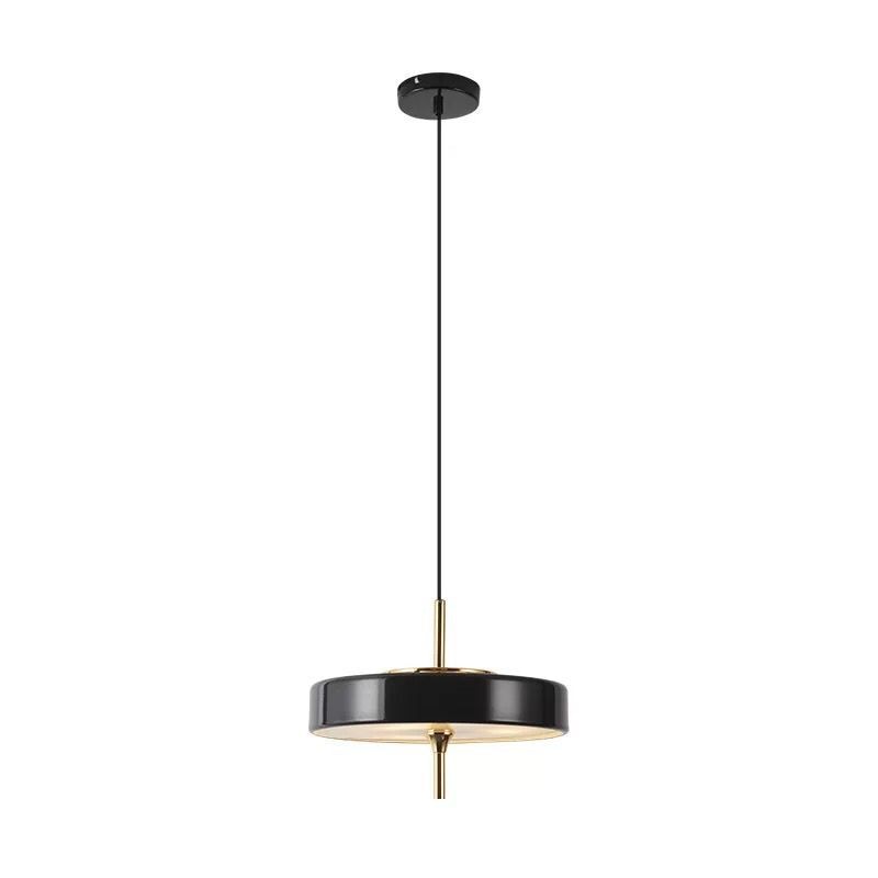 Suspension design LED avec abat-jour circulaire en métal style Juna