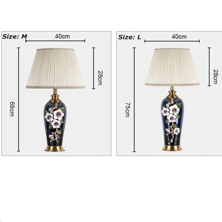 Lampe à poser LED en céramique noire avec abat-jour colorée style Japonais