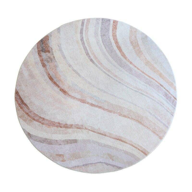 Tapis rond blanc et rose style abstrait Fluffy