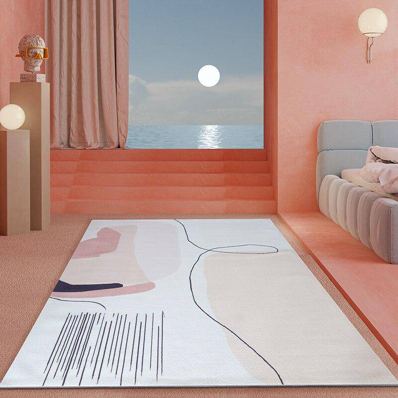 Tapis moderne rectangle blanc et beige style Nordic design