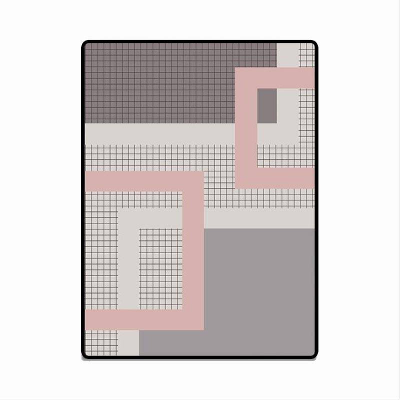 Tapis moderne gris et rose style géométrique