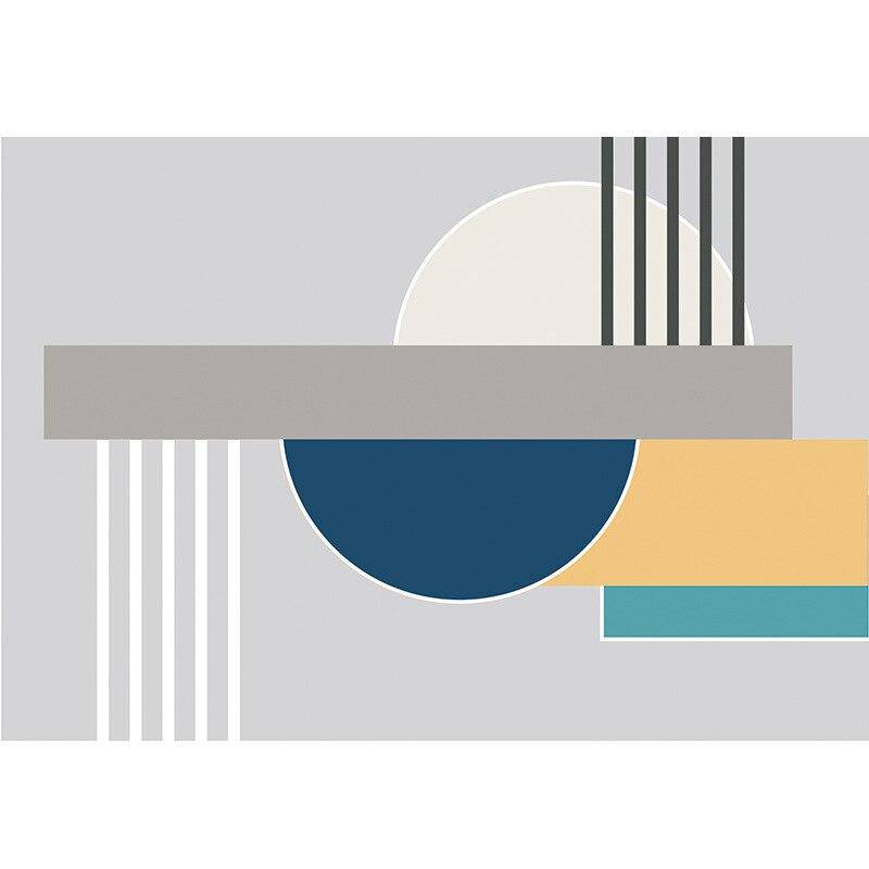 Tapis design japonais rectangle aux formes géométriques colorés Door A