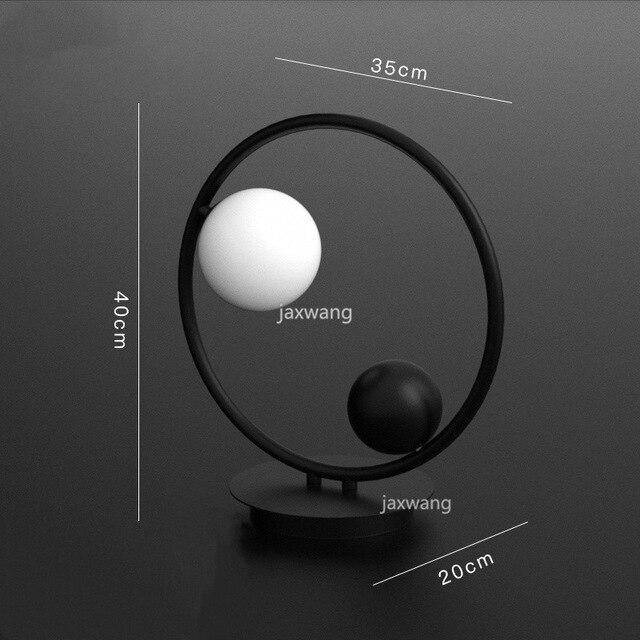 Lampe à poser LED en anneau et boule métal Creative