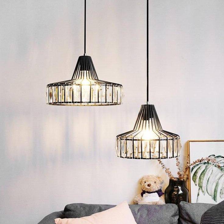 Suspension design LED en verre crystal avec formes géométriques style Hang