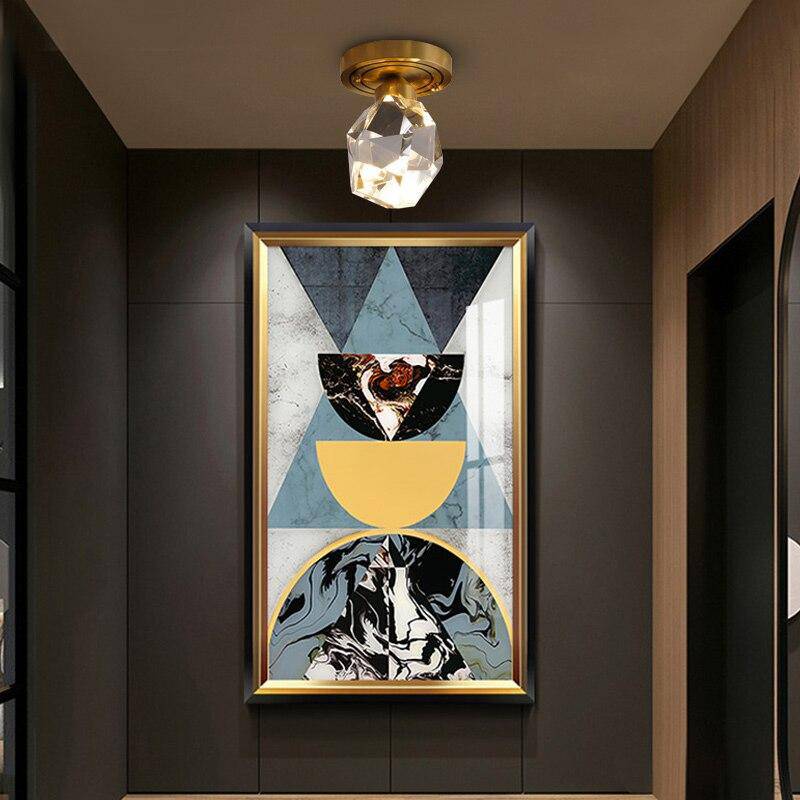 Suspension design LED en verre aux formes de crystal et base dorée Luxury