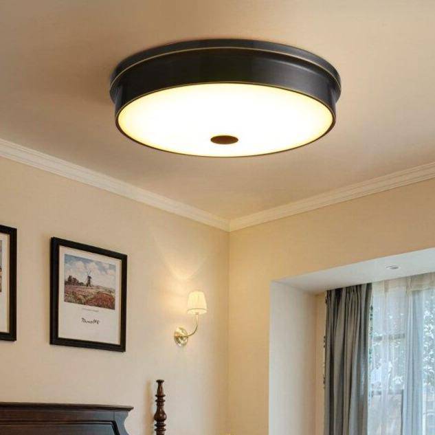 Plafonnier design à LED rond en métal aux bords épais