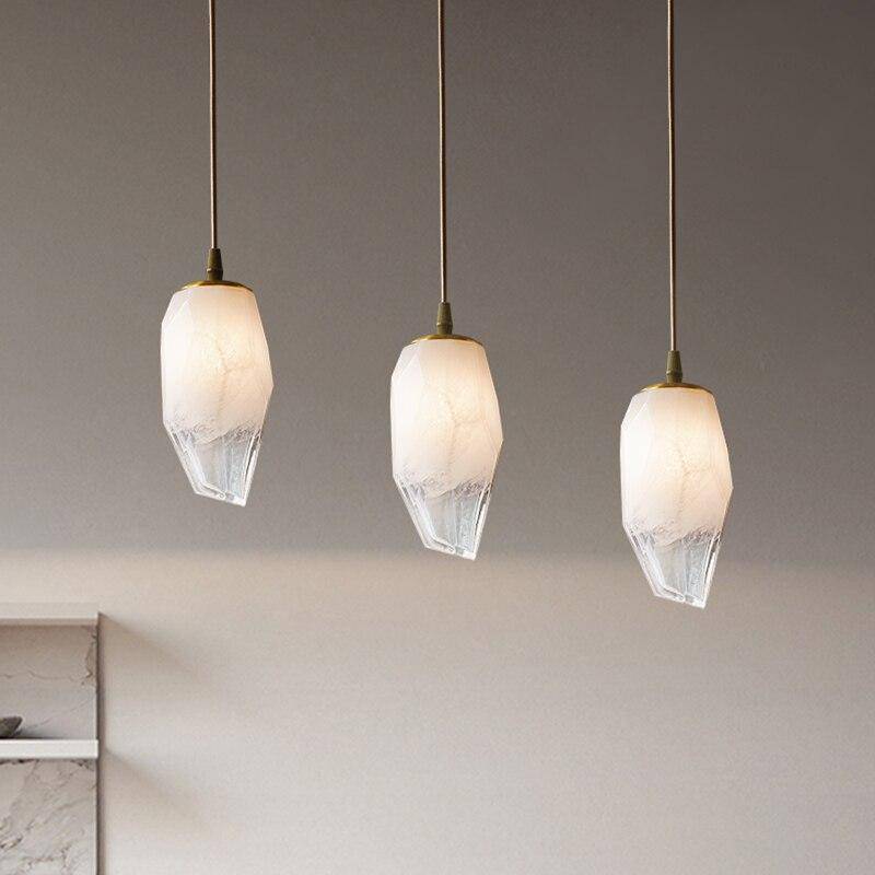 Suspension design à LED en pierre de cristal luxury