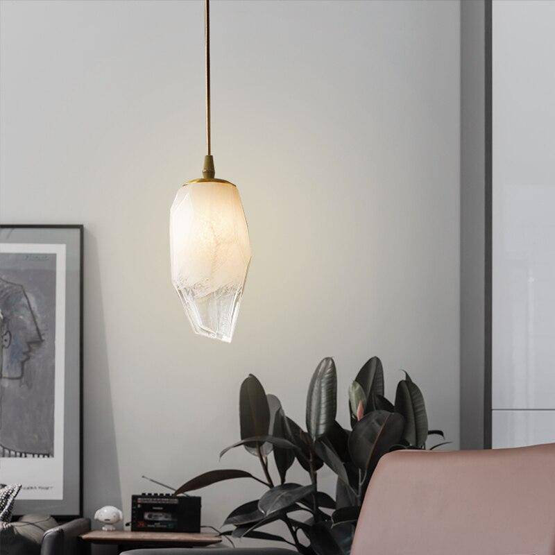 Suspension design à LED en pierre de cristal luxury