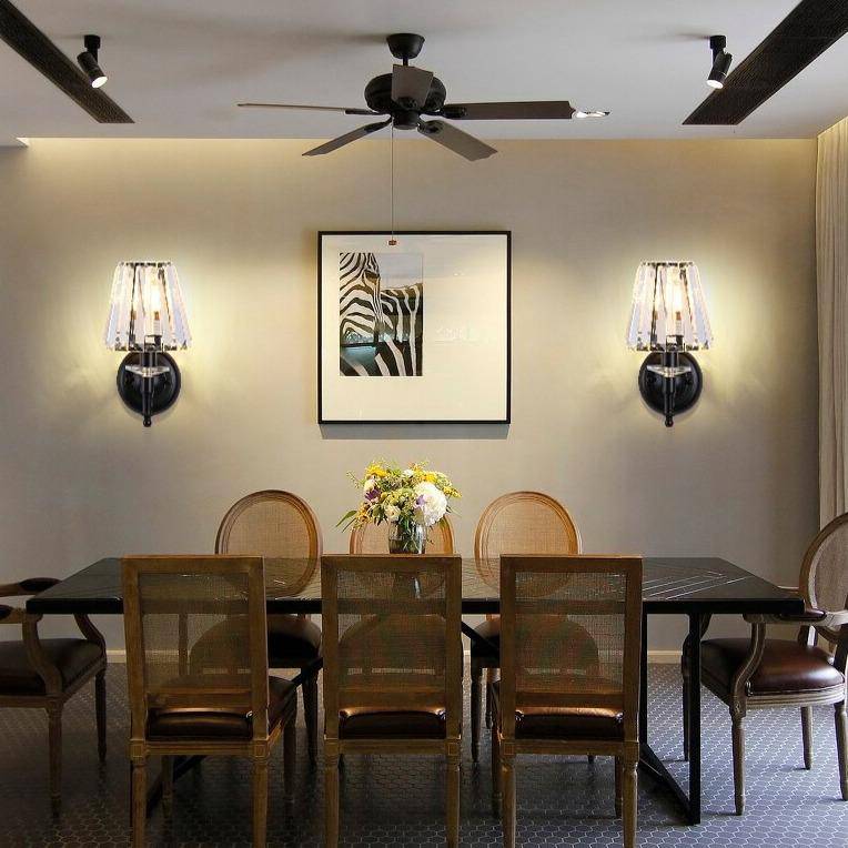 Applique murale design LED avec abat-jour en verre retro