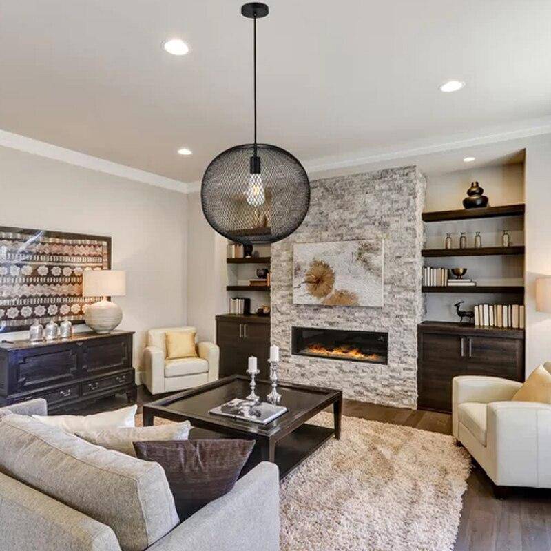 Suspension moderne LED avec boule en métal noire