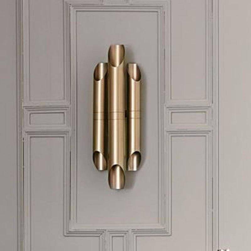Applique murale LED avec tubes cylindriques dorés