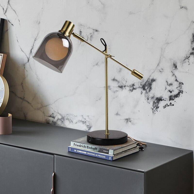 Lampe à poser design LED avec abat-jour en verre arrondi Luxury