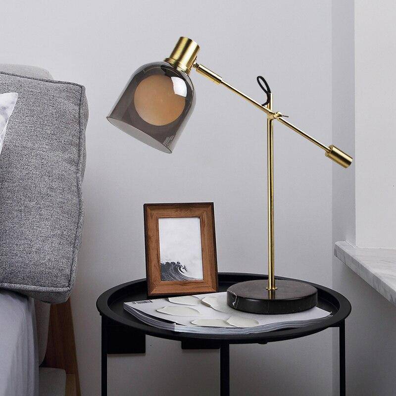 Lampe à poser design LED avec abat-jour en verre arrondi Luxury