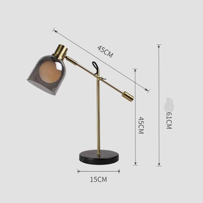 Lampe à poser design LED avec abat-jour en verre arrondi Luxury