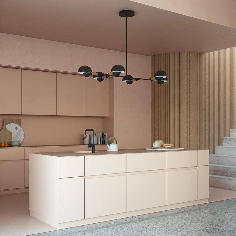 Suspension moderne LED noire avec plusieurs abats-jour arrondi