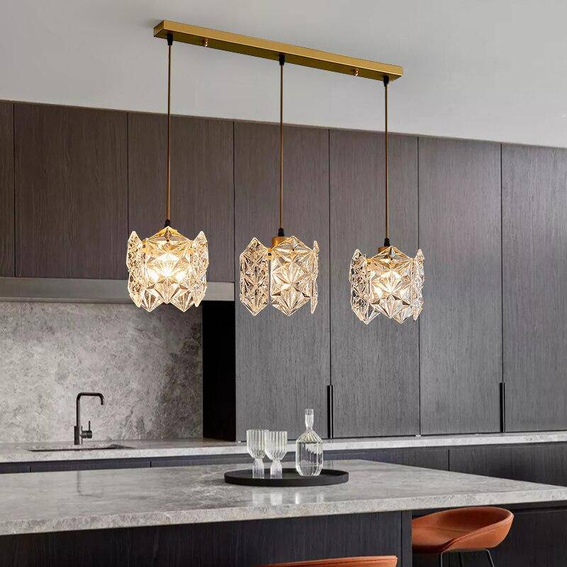 Suspension design LED avec abat-jour en verre cristal Luxury