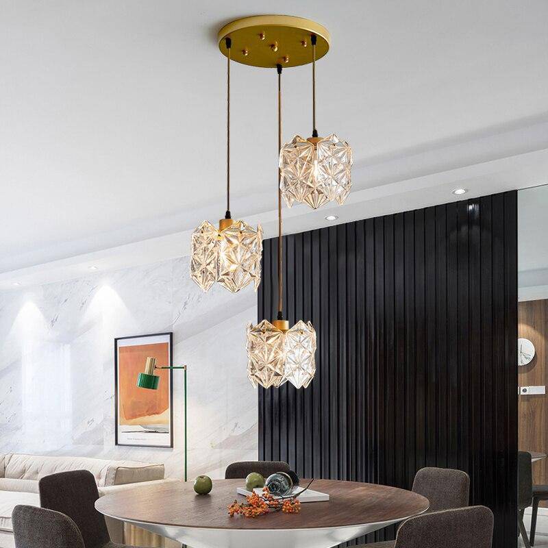 Suspension design LED avec abat-jour en verre cristal Luxury