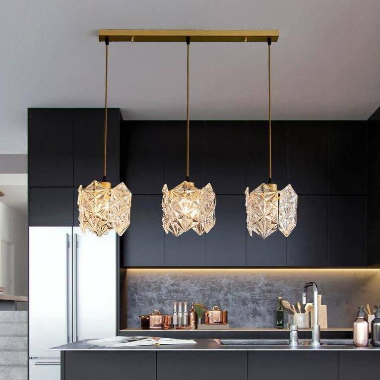 Suspension design LED avec abat-jour en verre cristal Luxury