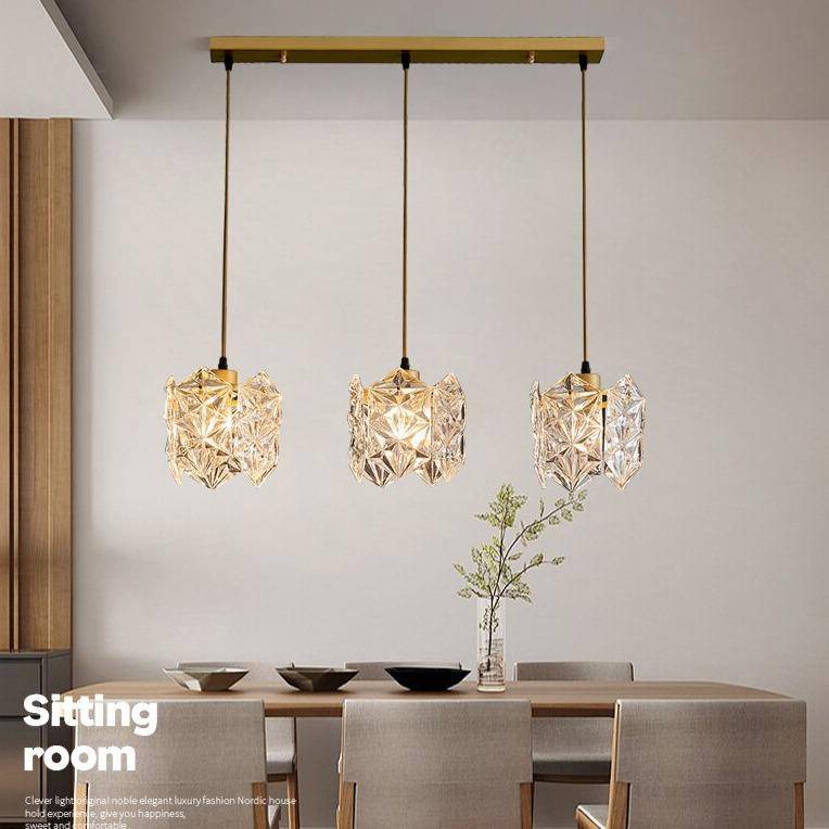 Suspension design LED avec abat-jour en verre cristal Luxury