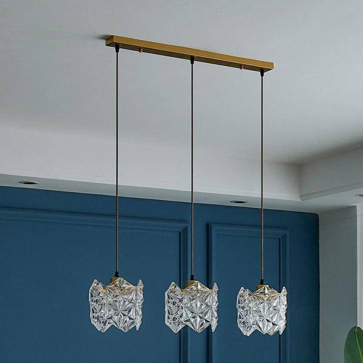Suspension design LED avec abat-jour en verre cristal Luxury