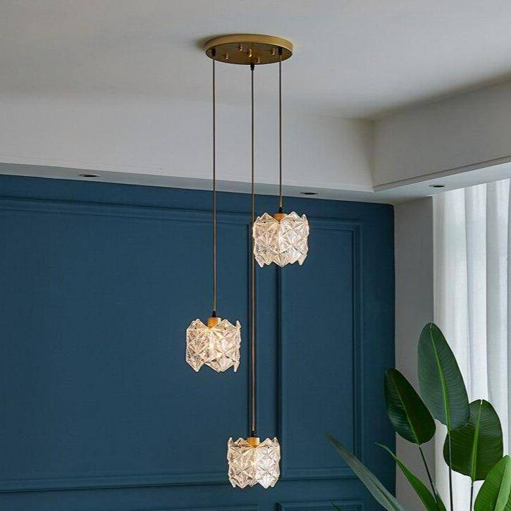 Suspension design LED avec abat-jour en verre cristal Luxury