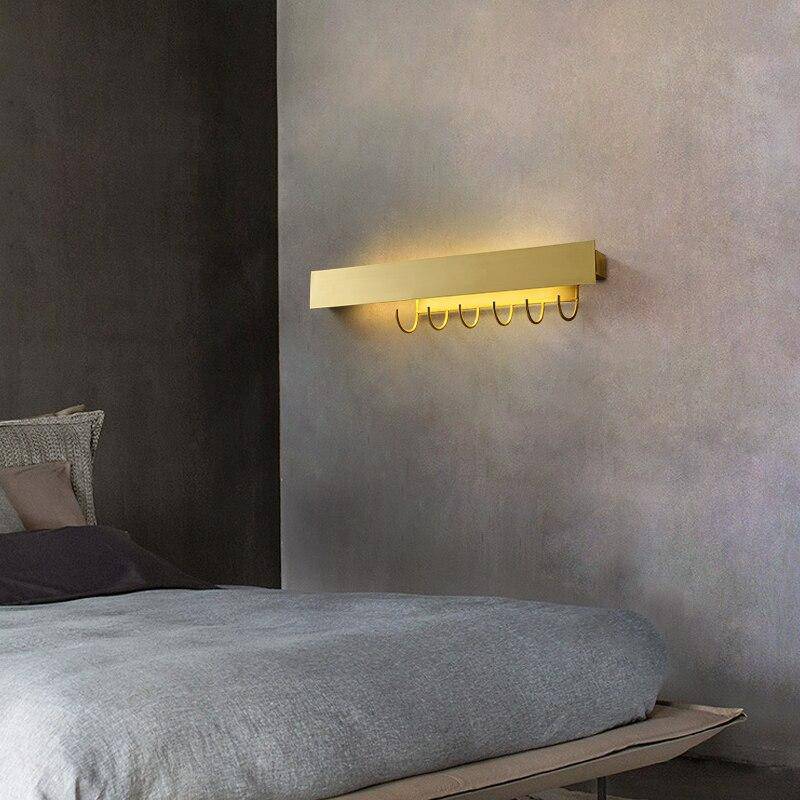 Applique murale moderne LED dorée avec crochet