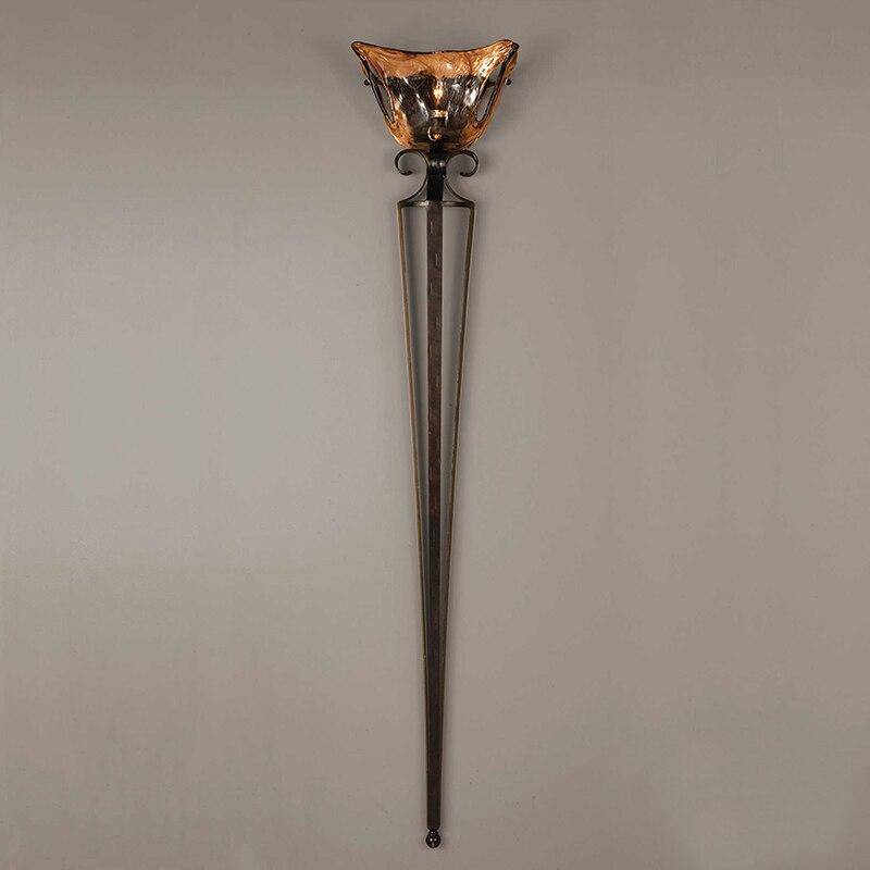 Applique murale retro LED en métal et abat-jour en verre