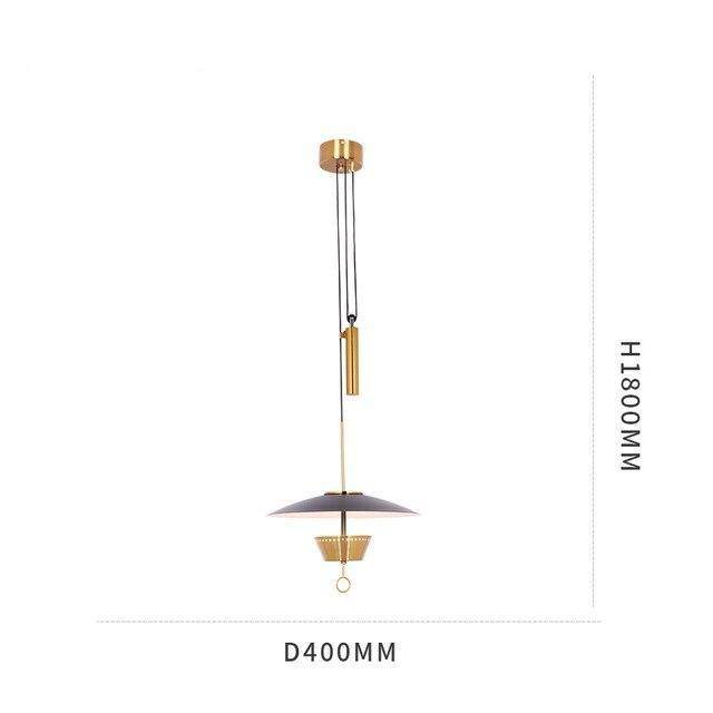 Suspension design LED dorée avec abat-jour chapeau noir