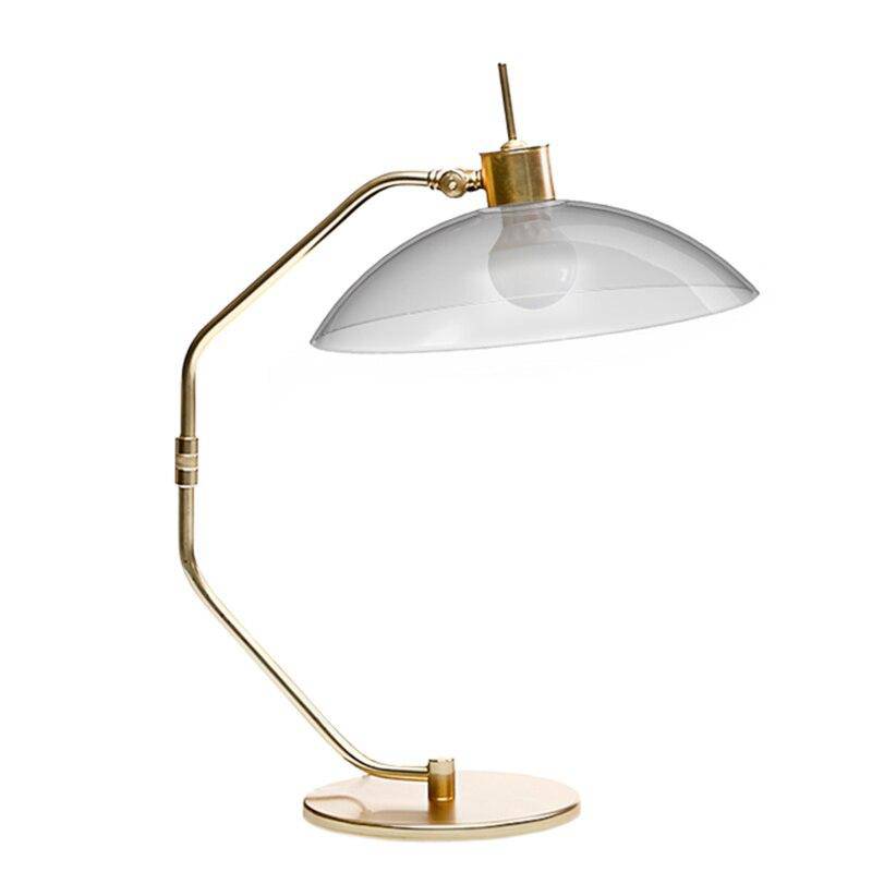 Lampe de bureau LED cuivré avec abat-jour gris