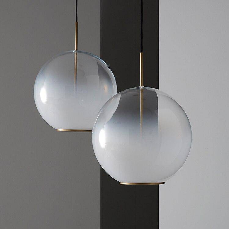 Suspension moderne LED en boule de verre blanc Nordic