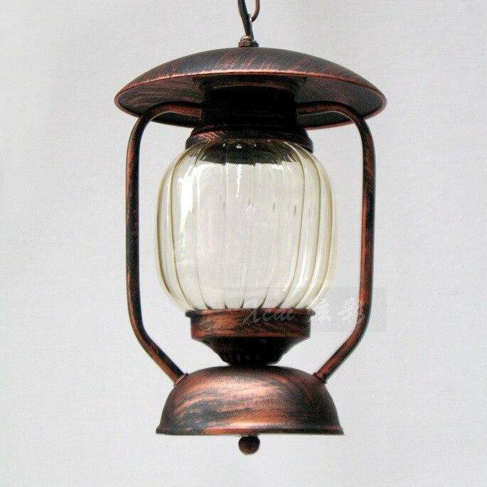 Suspension rétro LED en métal avec abat-jour en verre arrondi