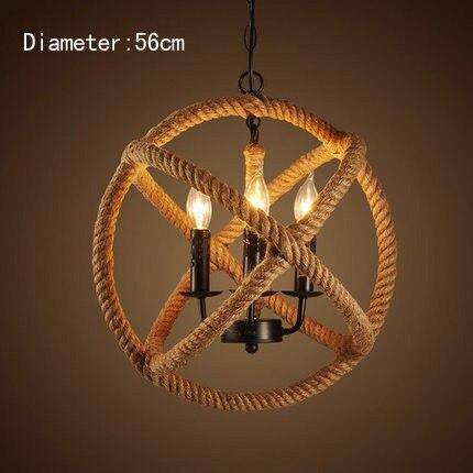 Suspension rustique LED avec cercle de cordage
