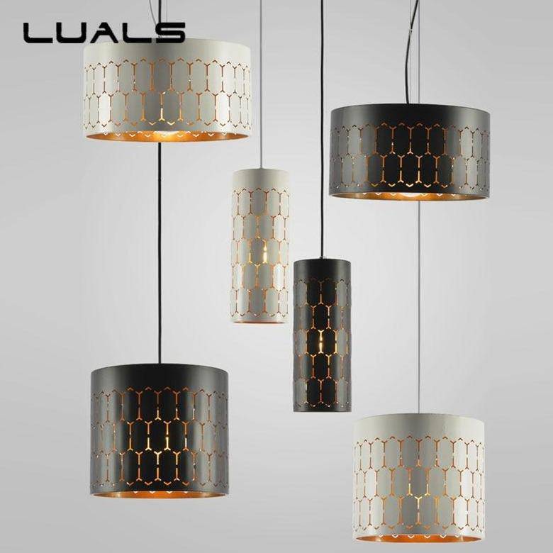 Suspension design LED avec abat-jour retro arrondi en métal