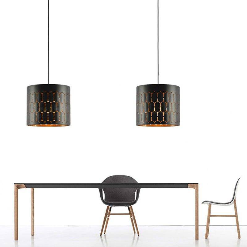 Suspension design LED avec abat-jour retro arrondi en métal