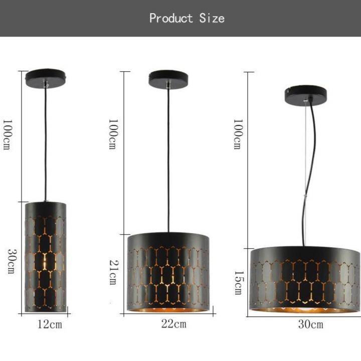 Suspension design LED avec abat-jour retro arrondi en métal