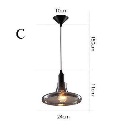 Suspension design LED noire avec abat-jour arrondie en verre