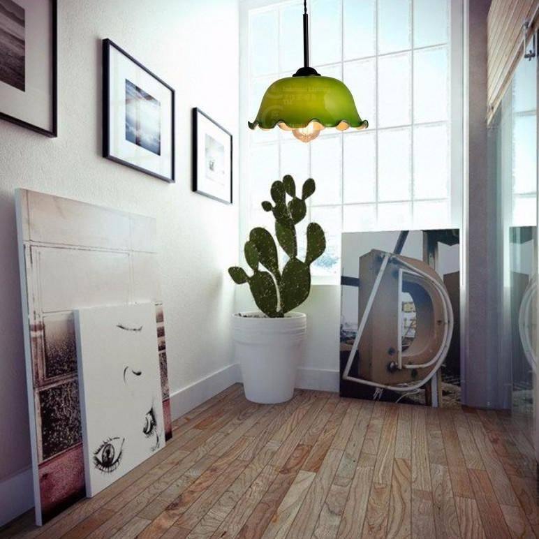 Suspension retro LED avec abat-jour aux bords courbés