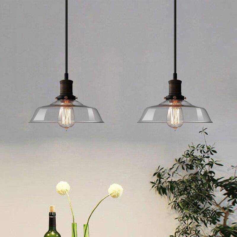 Suspension retro LED avec abat-jour en verre et ampoule Edison