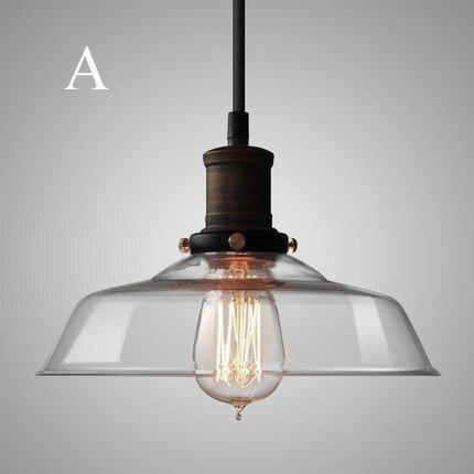 Suspension retro LED avec abat-jour en verre et ampoule Edison