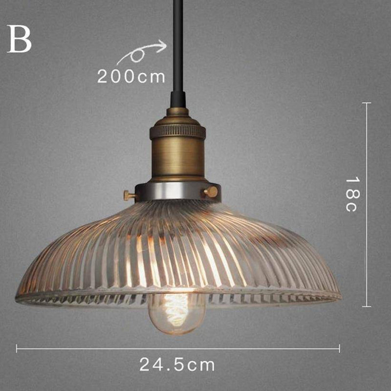 Suspension retro LED avec abat-jour en verre et ampoule Edison