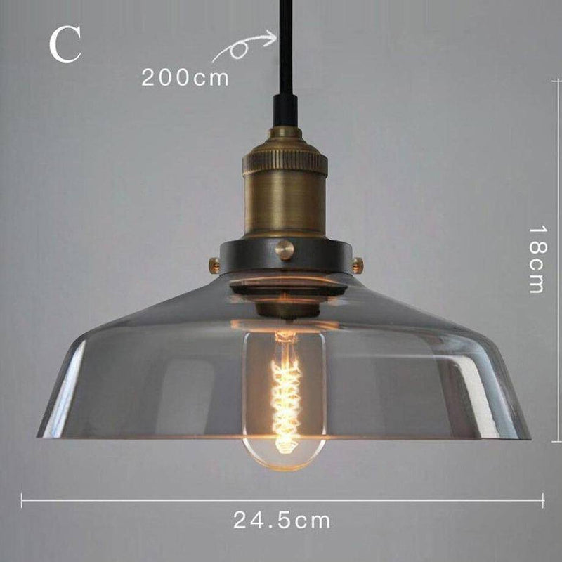 Suspension retro LED avec abat-jour en verre et ampoule Edison